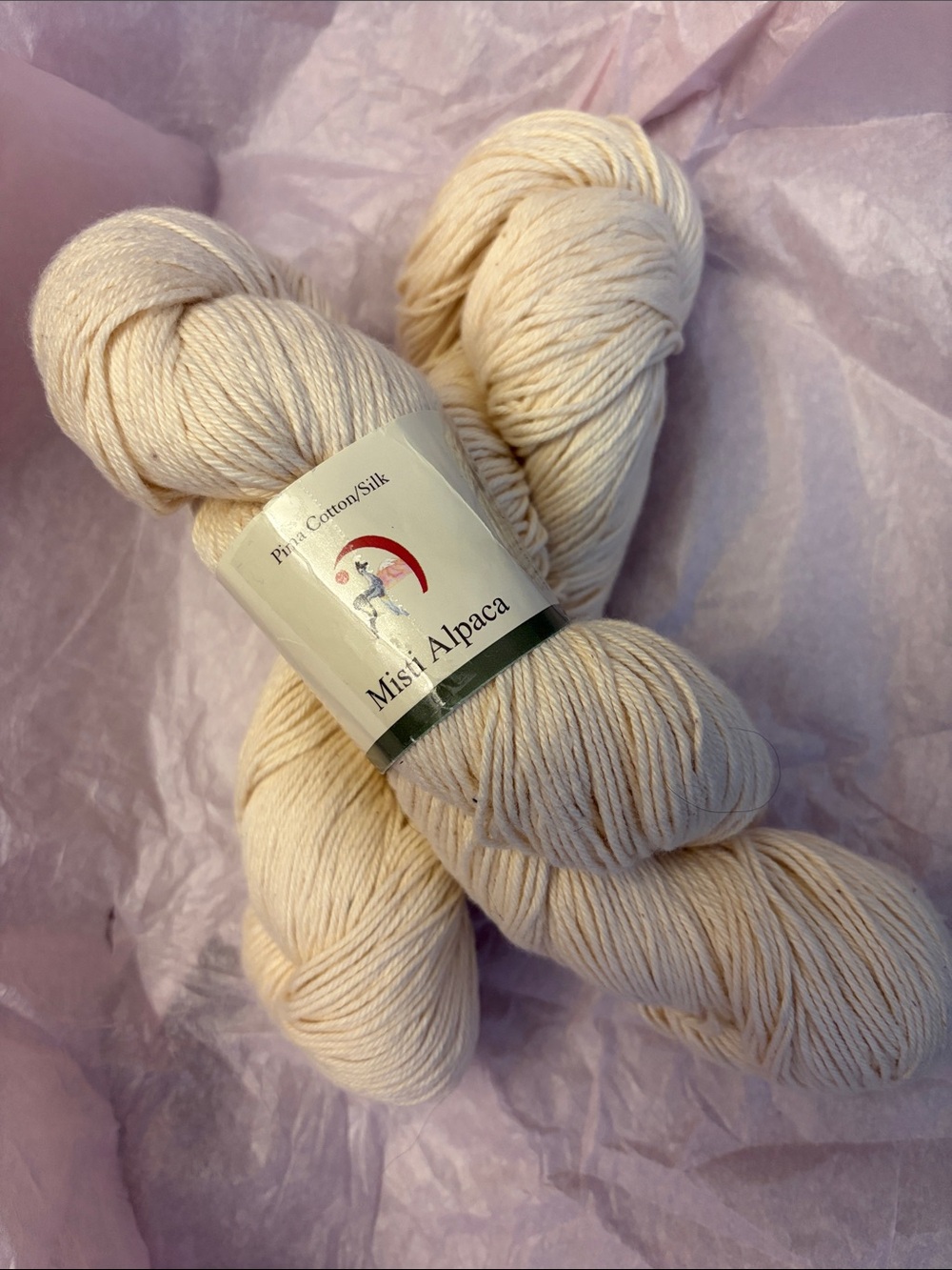 2 skeins of Misti Alpaca cotton silk blend DK weight yarn